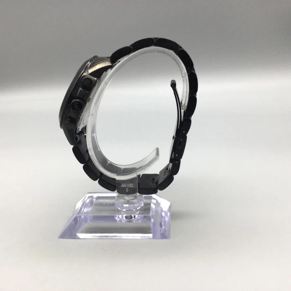 Michael Kors Breken Womens Watch 40mm Black Chronograph MK-6302 New Battery 7.5" - Picture 3 of 15